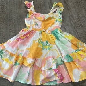 Janie and Jack Floral Girls Dress in Pink, Yellow, and Green